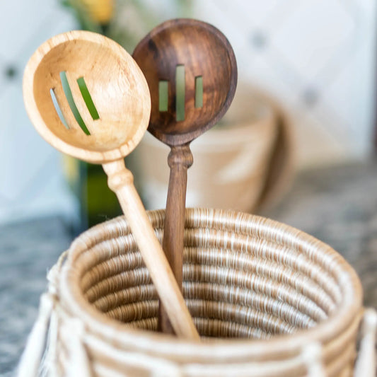 Hand Carved Slotted Spoon