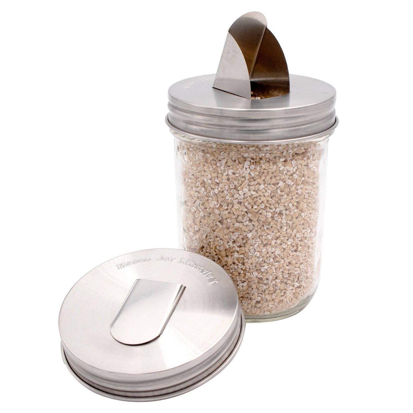 Stainless Steel Grain Dispensing Lid for Mason Jars 2pk